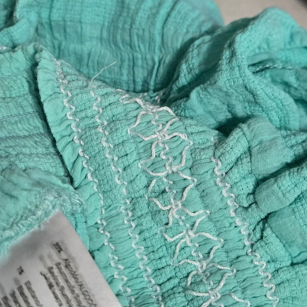 Mayoral Girls Turquoise Cotton Gauze Smocked Ruffle Top & Shorts Set Size 10